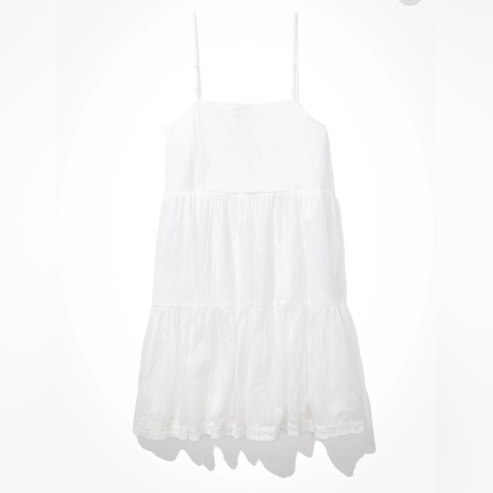 American Eagle Solid Embroidered Tiered Babydoll … - image 2